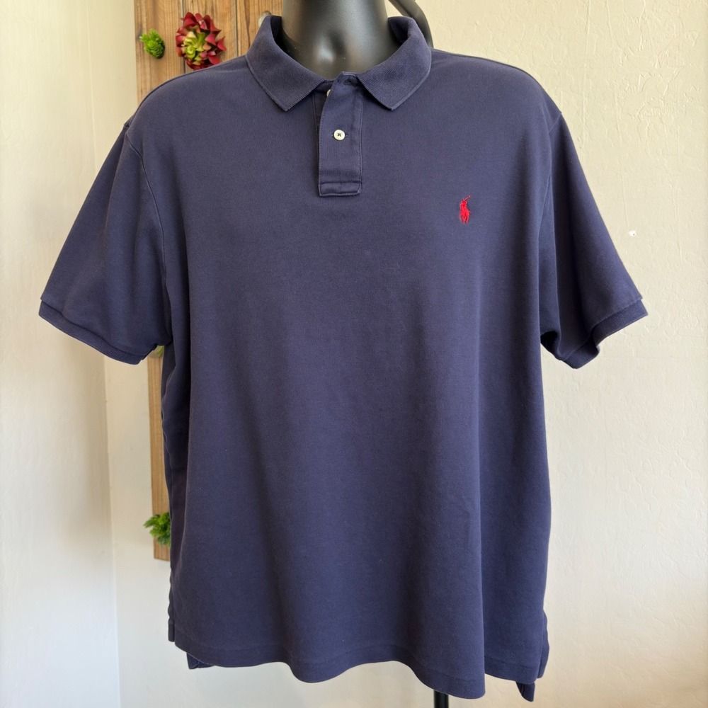 Polo Ralph Lauren Performance Polo XL Classic‎ Fit Navy Red Pony Logo Golf Shirt